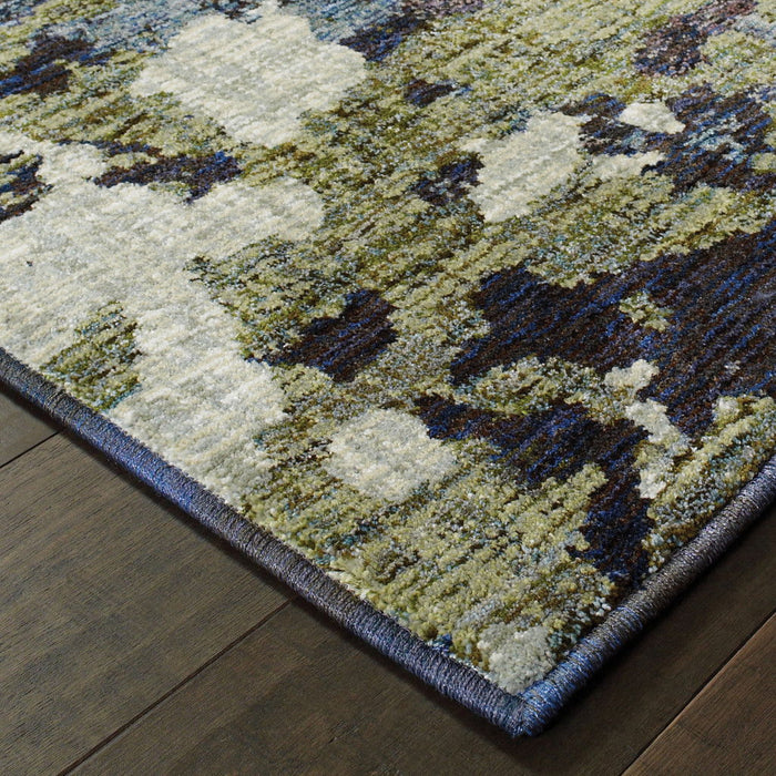 5' x 7' Abstract Power Loom Area Rug - Blue And Green