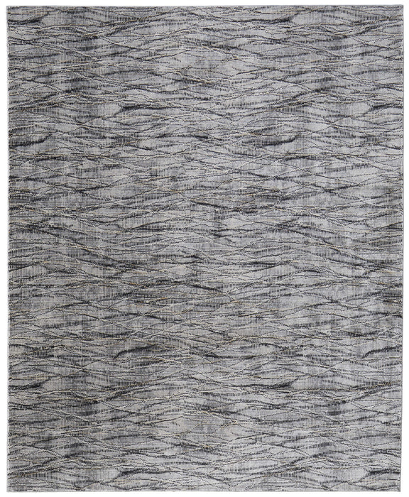 7' x 10' Abstract Power Loom Area Rug - Gray Ivory And Tan