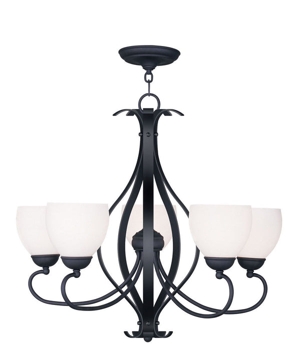 24" Five Light Dimmable Chandelier With Shades - Black