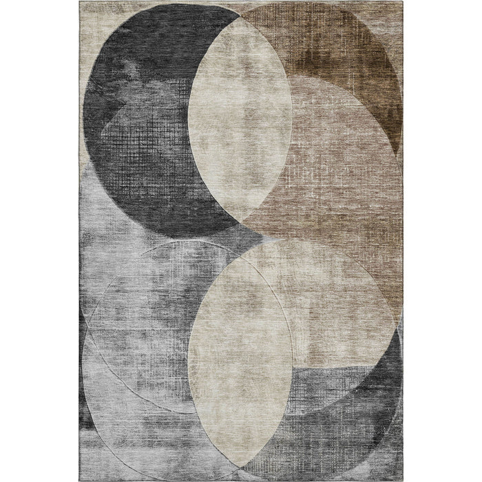 10' X 14' Geometric Washable Area Rug With UV Protection (686276) - Pewter / Brown / Beige