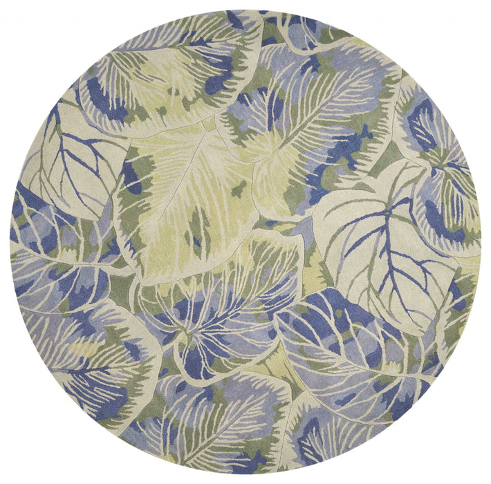 7' Round Wool Area Rug - Blue Or Green
