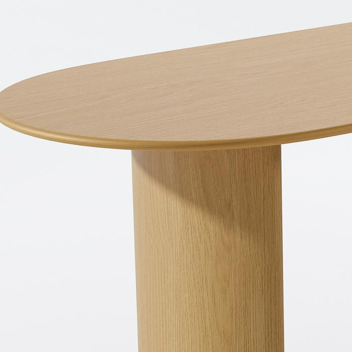 79" Double Pedestal Base Oval Solid Wood Dining Table - Natural