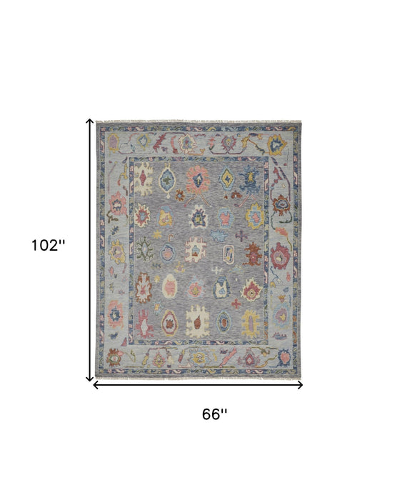 6' X 9' Persian Wool Oriental Hand Knotted Area Rug With Fringe - Gray