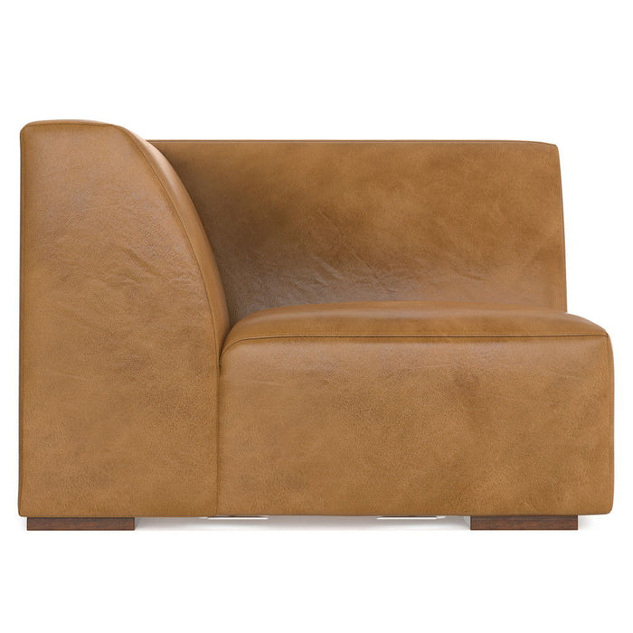 38" Sienna Leather Modular Sofa With Brown Legs - Brown