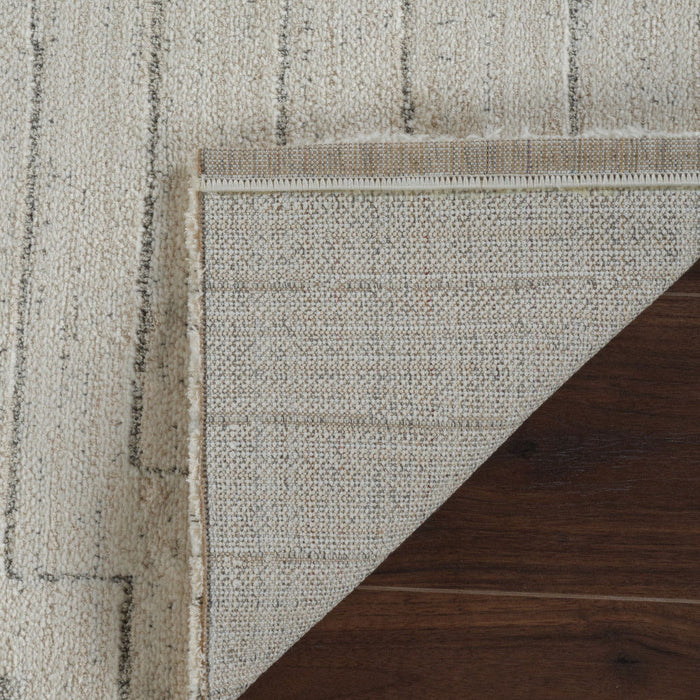 7.9' x 7.9' Abstract Distressed Area Rug - Cream And Beige