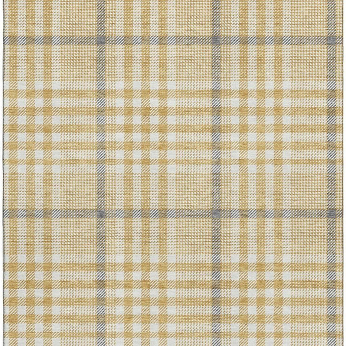 10' X 14' Plaid Washable Area Rug With UV Protection (682631) - Gold / Ivory / Gray
