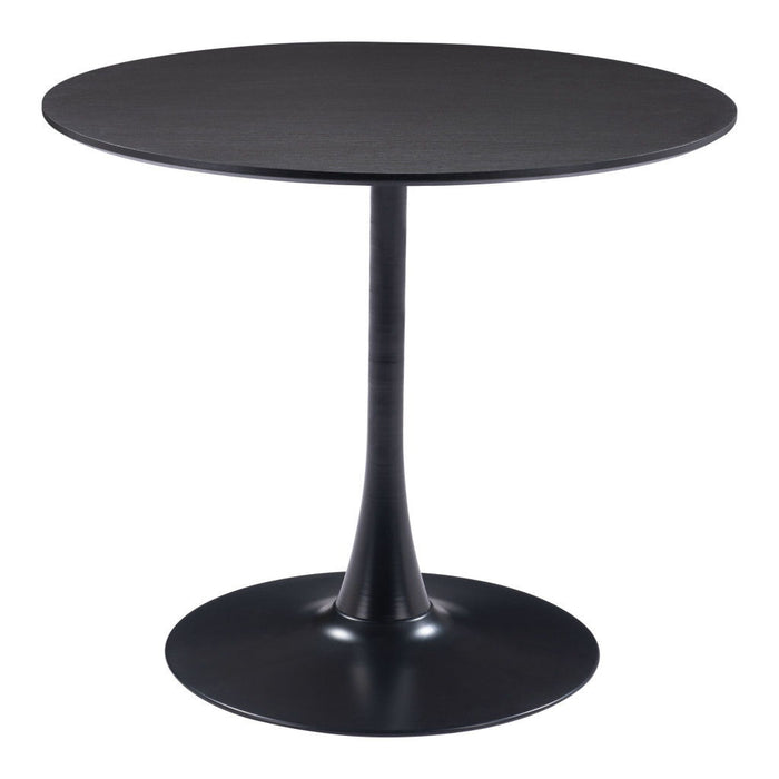 36" Wood And Steel Pedestal Base Round Top Dining Table - Black