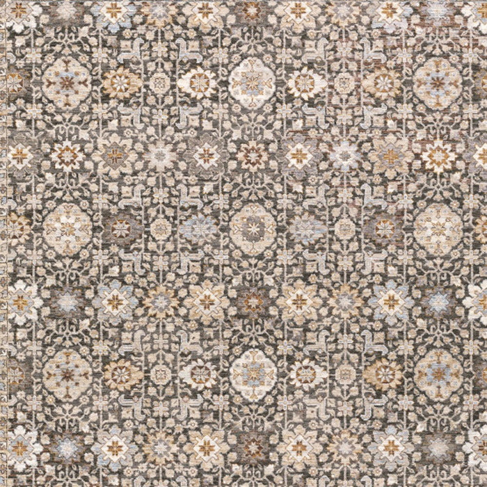 6' x 9' Oriental Power Loom Stain Resistant Area Rug With Fringe - Gray And Ivory