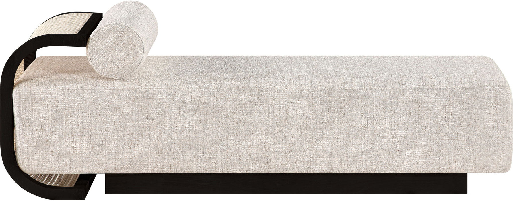 Zephyr - Linen Textured Fabric Upholstered Chaise - Painted Black Base