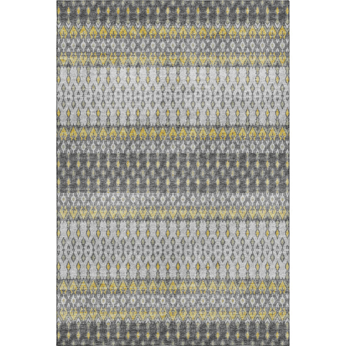 10' X 14' Tribal Distressed Washable Area Rug With UV Protection (643815) - Gray / Gold