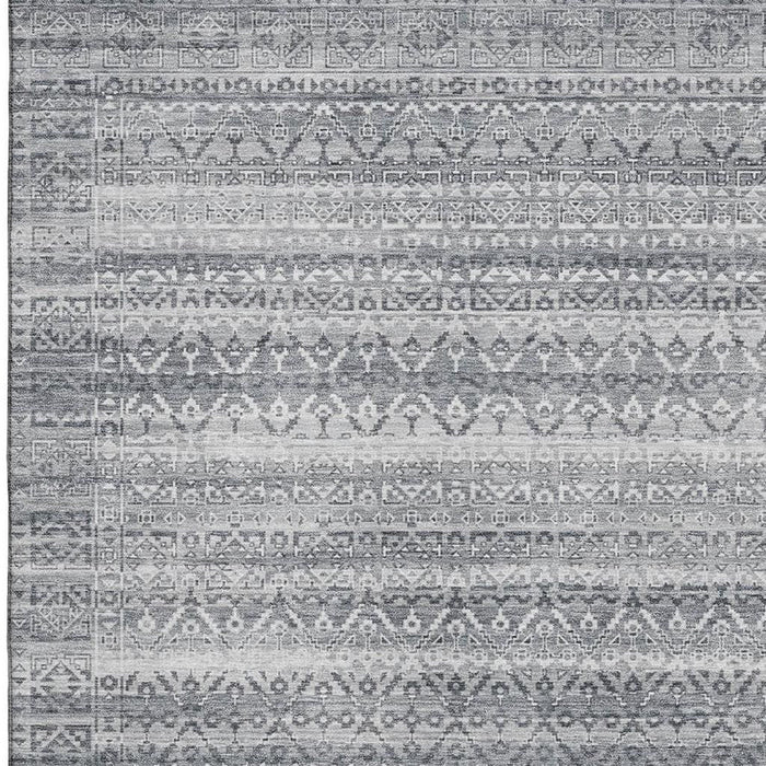 10' X 14' Striped Washable Area Rug With UV Protection (717839) - Gray / Silver