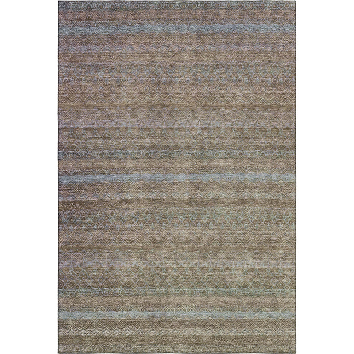 10' X 14' Striped Washable Area Rug With UV Protection (718049) - Brown / Blue