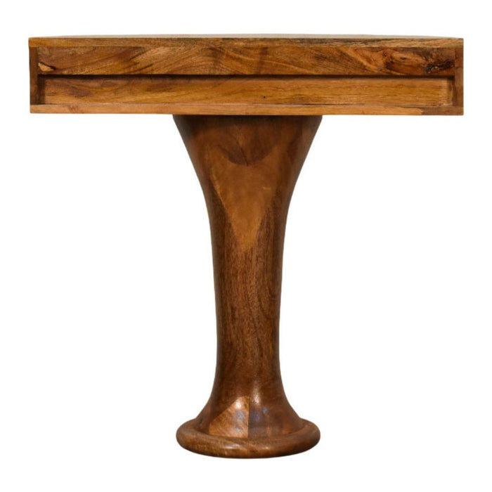 Half Circle Pedestal Console Table With Drawer - Amber