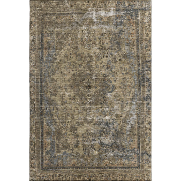 10' X 14' Floral Medallion Washable Area Rug With UV Protection (695888) - Brown / Gray / Silver