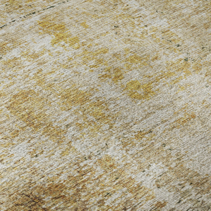 10' X 14' Geometric Washable Area Rug With UV Protection (688087) - Gold / Ivory / Beige