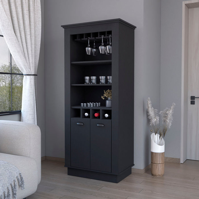 Bar Cabinet With Wine Storage - Black