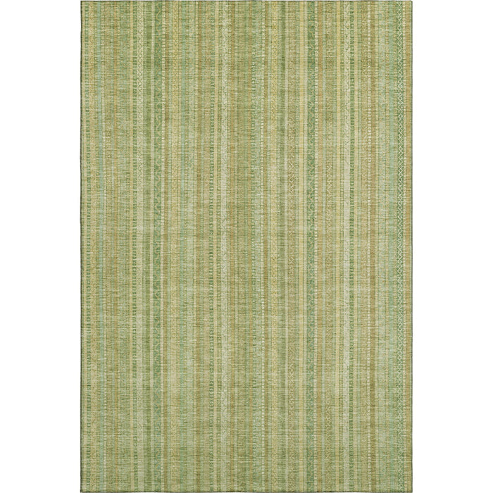 10' X 14' Striped Washable Area Rug With UV Protection (696236) - Artichoke Green / Gold