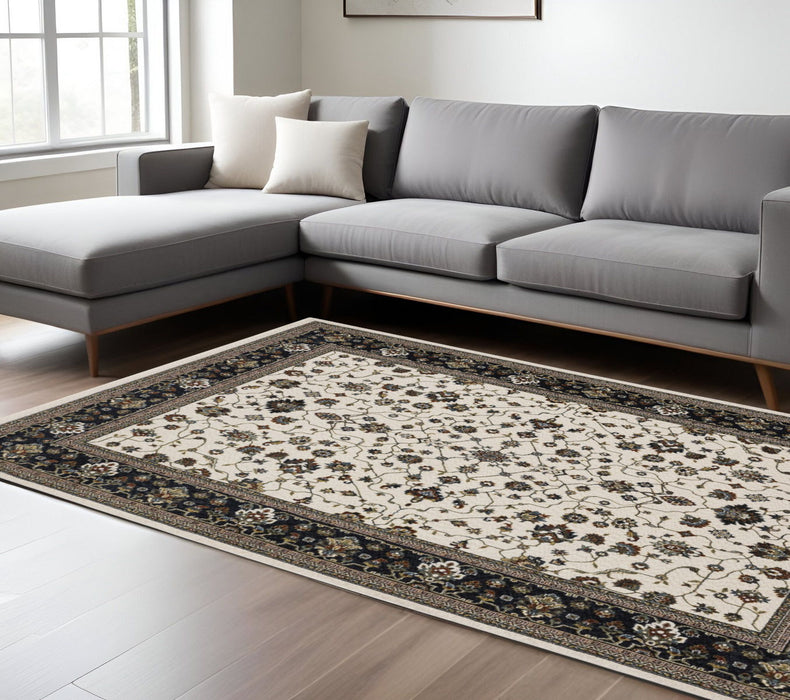 10' X 7' Oriental Area Rug With Fringe - Ivory