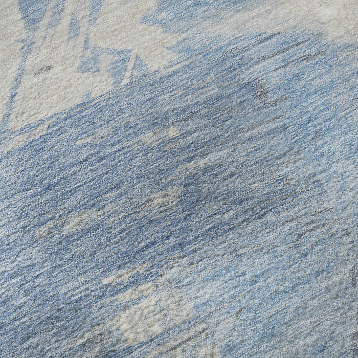 10' X 14' Abstract Washable Area Rug With UV Protection (697896) - Denim Blue / Ivory / Beige