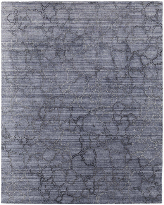 10' x 14' Abstract Hand Woven Area Rug - Dark Gray And Blue