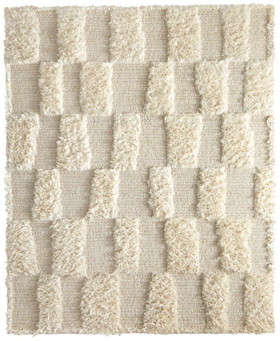 8' x 10' Wool Geometric Hand Woven Area Rug - Ivory