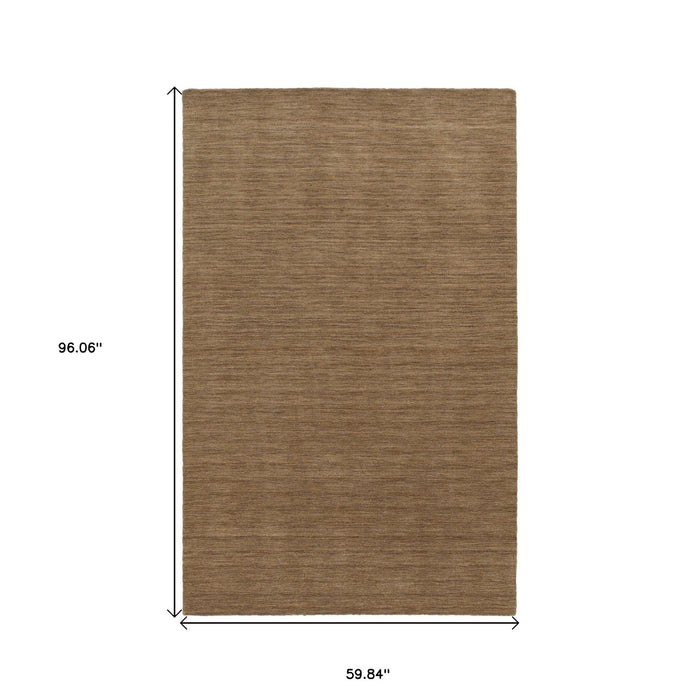 5' X 8' Wool Hand Tufted Area Rug - Tan