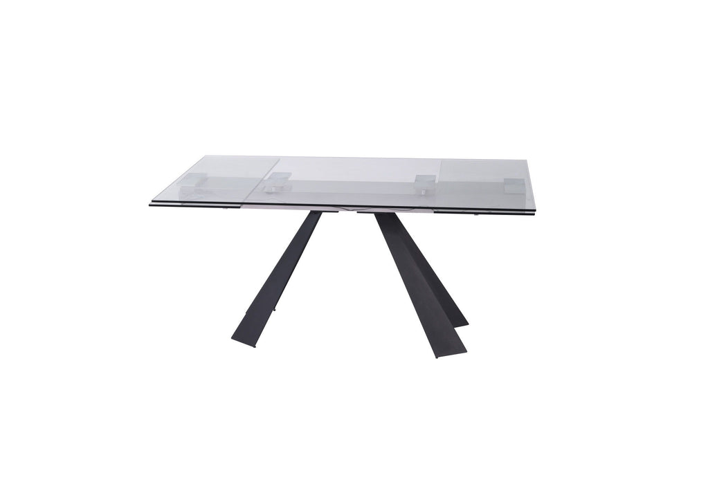 63" Glass And Metal Drop Leaf Pedestal Base Dining Table - Black