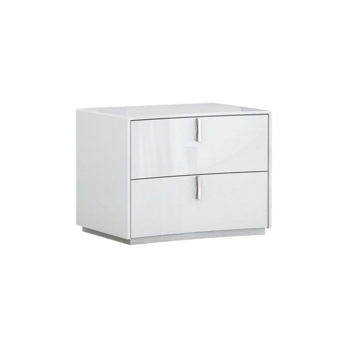 Two Drawers Manufactured Wood Nightstand - White