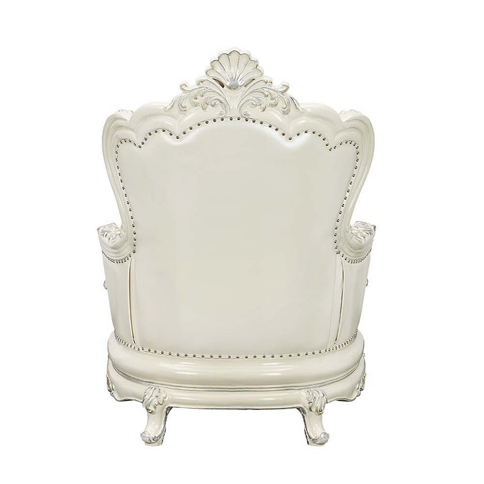 Adara - Chair - White PU & Antique White Finish