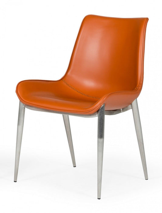 Upholstered Faux Leather Wing Back Dining Side Chairs (Set of 2) - Terra Cotta