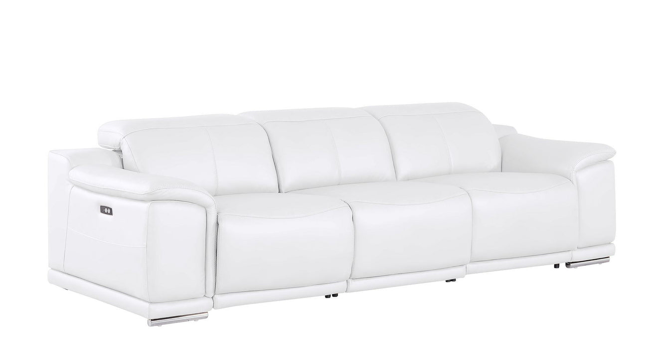 Leather Reclining USB Sofa - White