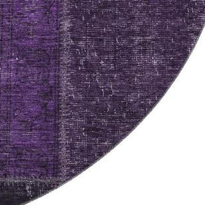 8' Patchwork Washable Round Rug With UV Protection (655165) - Eggplant / Gray / Purple