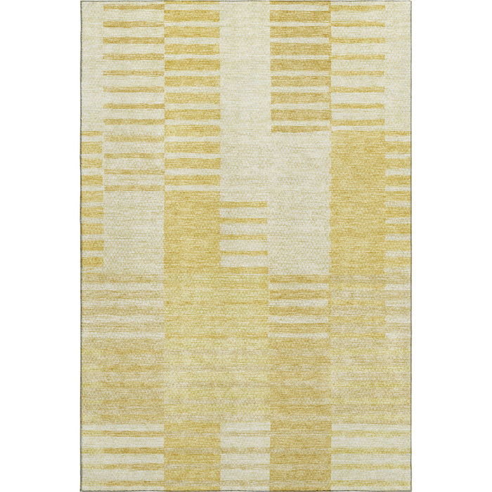 10' X 14' Striped Washable Area Rug With UV Protection (656208) - Amber / Ivory