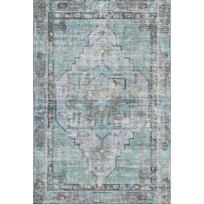 10' X 14' Oriental Washable Area Rug With UV Protection (699406) - Teal / Charcoal