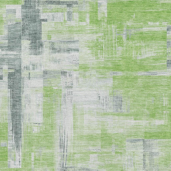 10' X 14' Abstract Washable Area Rug With UV Protection (693072) - Artichoke Green / Gray / Ivory