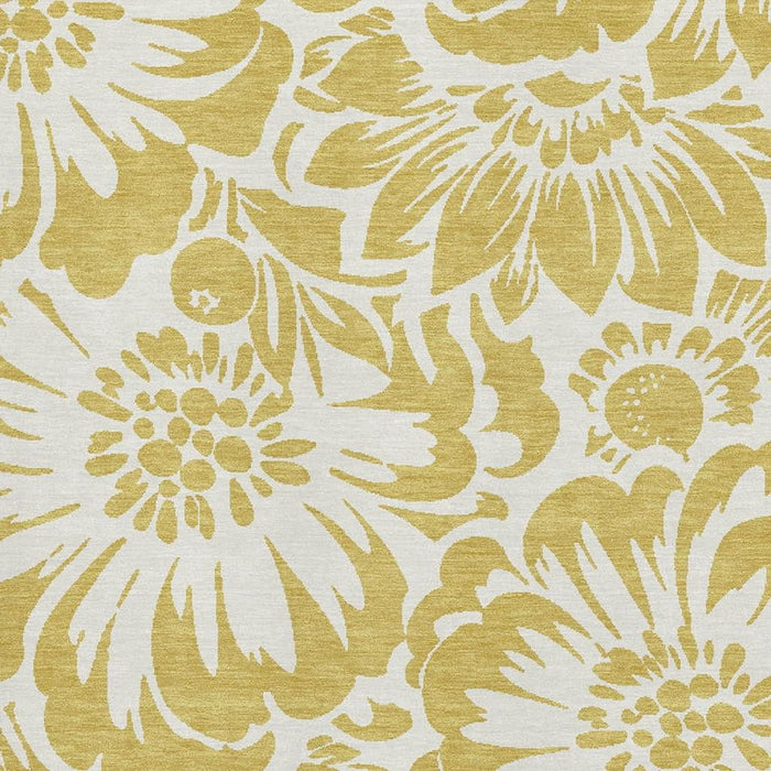 10' X 14' Floral Washable Area Rug With UV Protection (648646) - Gold / Ivory