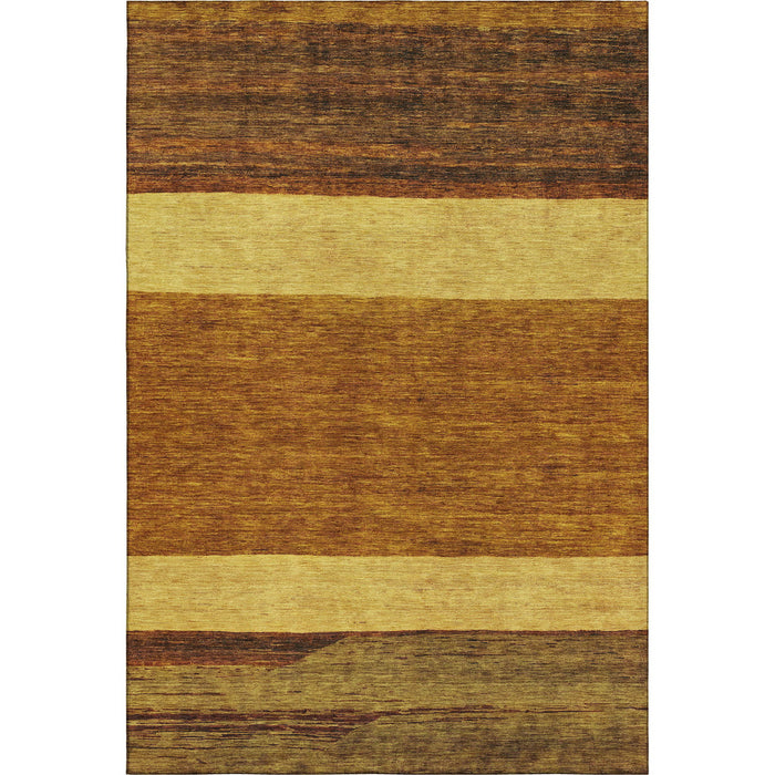 10' X 14' Striped Washable Area Rug With UV Protection (695144) - Terra Cotta / Gold / Brown