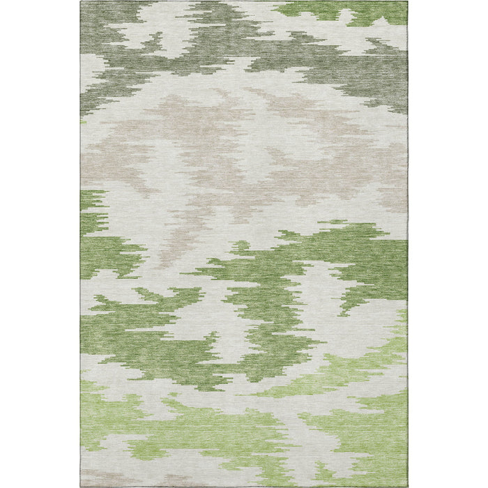 10' X 14' Abstract Washable Area Rug With UV Protection - Green And Beige