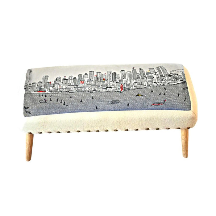 Ottoman Wool 38" - Brown / Cream