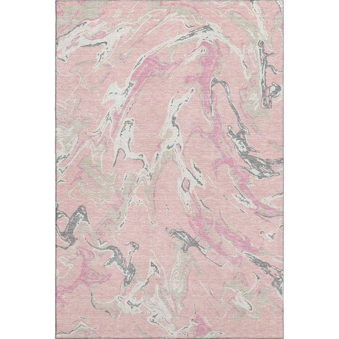 10' X 14' Abstract Washable Area Rug With UV Protection (681275) - Pink / Ivory / Gray