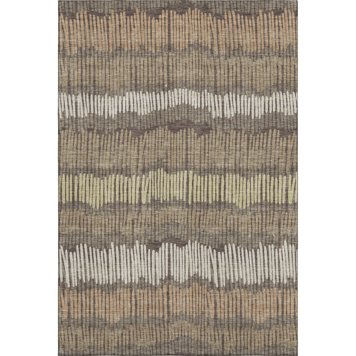 10' X 14' Striped Washable Area Rug With UV Protection (670628) - Brown / Cream / Ivory