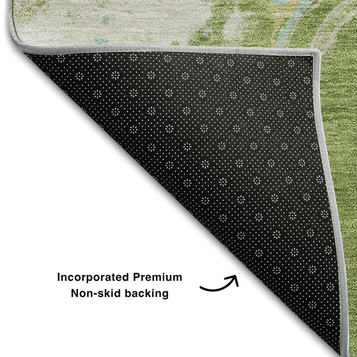 10' X 14' Abstract Washable Area Rug With UV Protection (678934) - Green / Blue / Gray