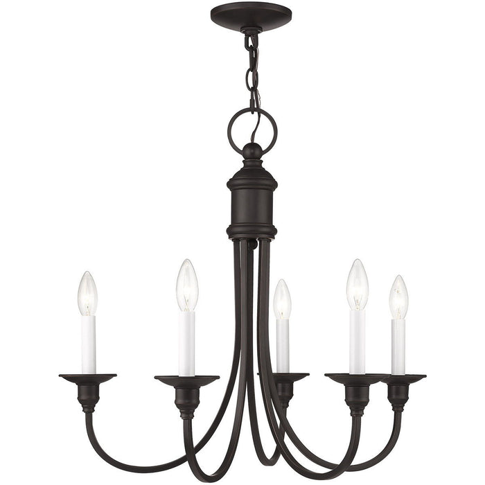 22" Five Light Metal Dimmable Chandelier With Shades - Bronze