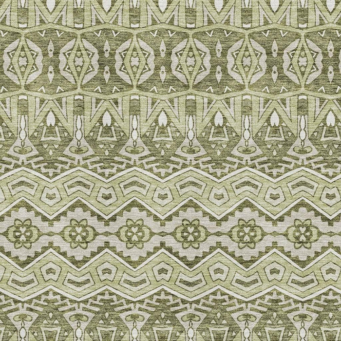 10' X 14' Moroccan Washable Area Rug With UV Protection (672242) - Artichoke Green / Beige