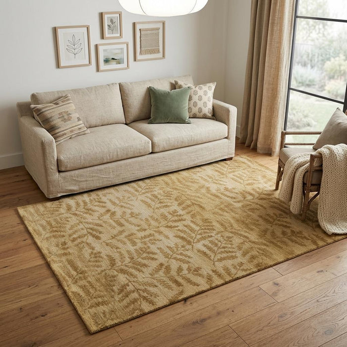 5' X 8' Wool Floral Hand Knotted Area Rug (744152) - Tan / Yellow / Orange