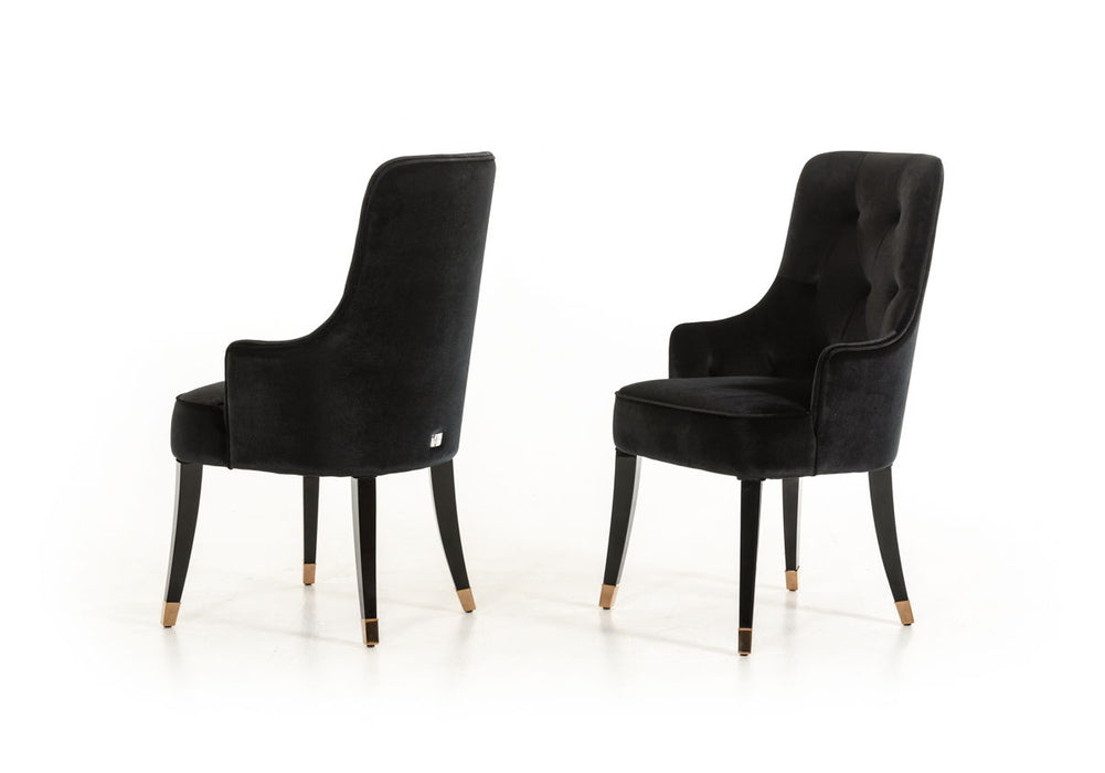 Velvet Wing Back Dining Arm Chair - Black