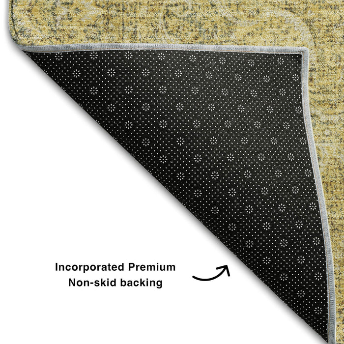 10' X 14' Oriental Washable Area Rug With UV Protection (678898) - Gold / Ivory / Gray