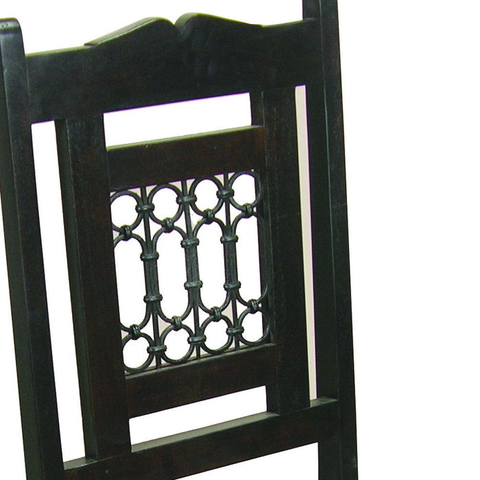Metal And Wood Slat Back Dining Side Chair - Dark Brown