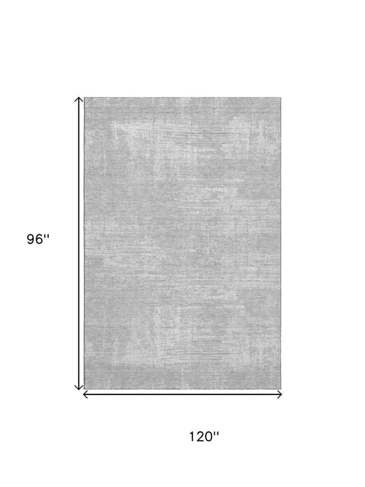 8' X 10' Abstract Washable Area Rug With UV Protection (667142) - Silver / Gray