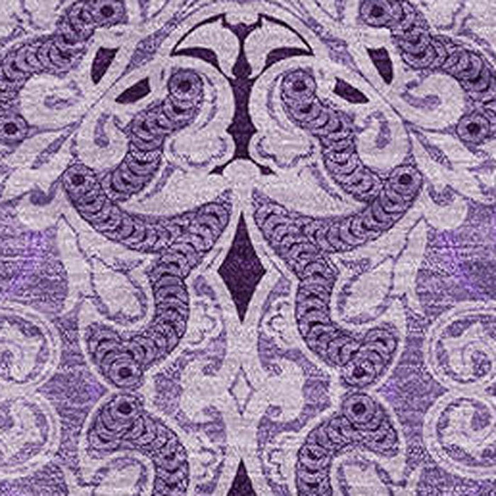 9' X 12' Medallion Washable Area Rug Polyester With UV Protection - Purple And Ivory